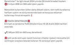 2 milyon 553 bin araçta denetim; 444 bin sürücüye ceza