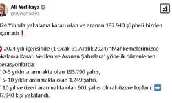 Bakan Yerlikaya: Yakalama kararı olan ve aranan 197 bin 940 şüpheli yakalandı