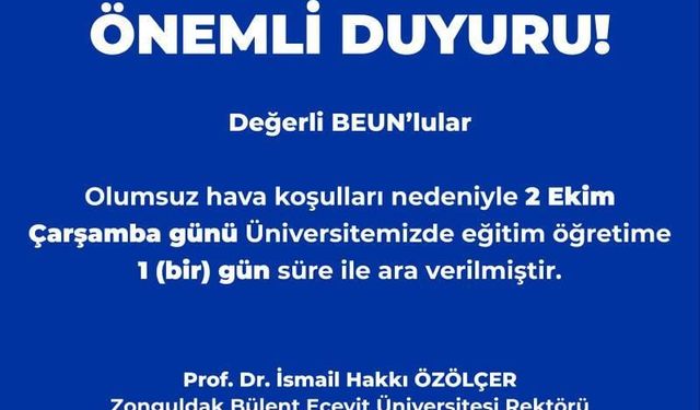 Zonguldak'ta sağanak yağmur nedeniyle eğitime 1 gün ara verildi