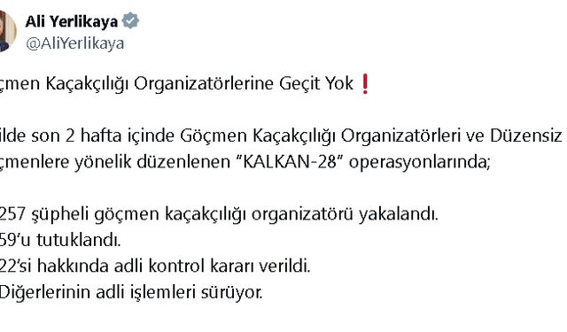 ‘Kalkan-28’ Operasyonu ile Göçmen Kaçakçılarına Darbe